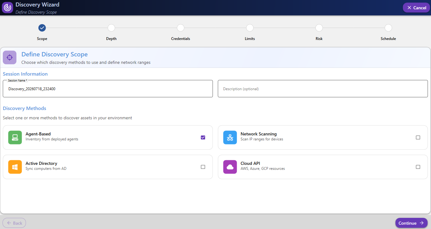 ExGear Discovery Agent dashboard showing discovered endpoints and security posture